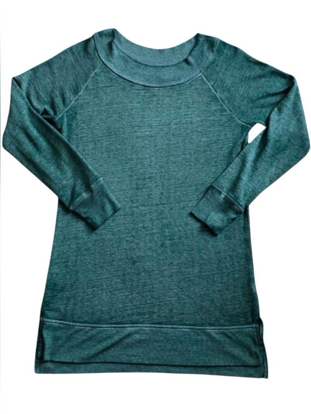 Maurices Small Green Acid Washed‎ Long Sleeve Cozy Tunic Sweatshirt